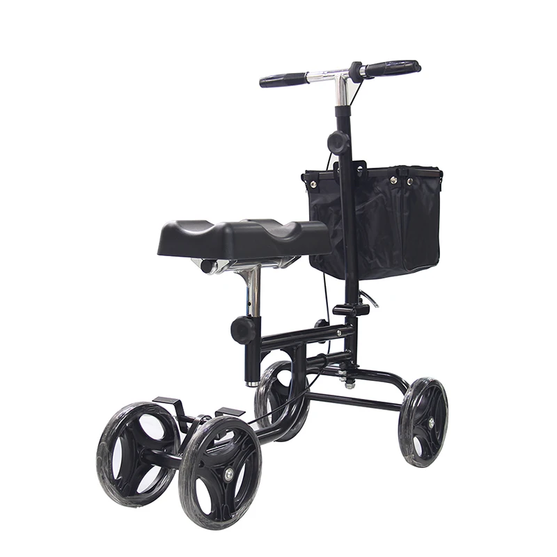 Outdoor high-carbon steel 4 wheels Folding knee rollator scooter walker knee support