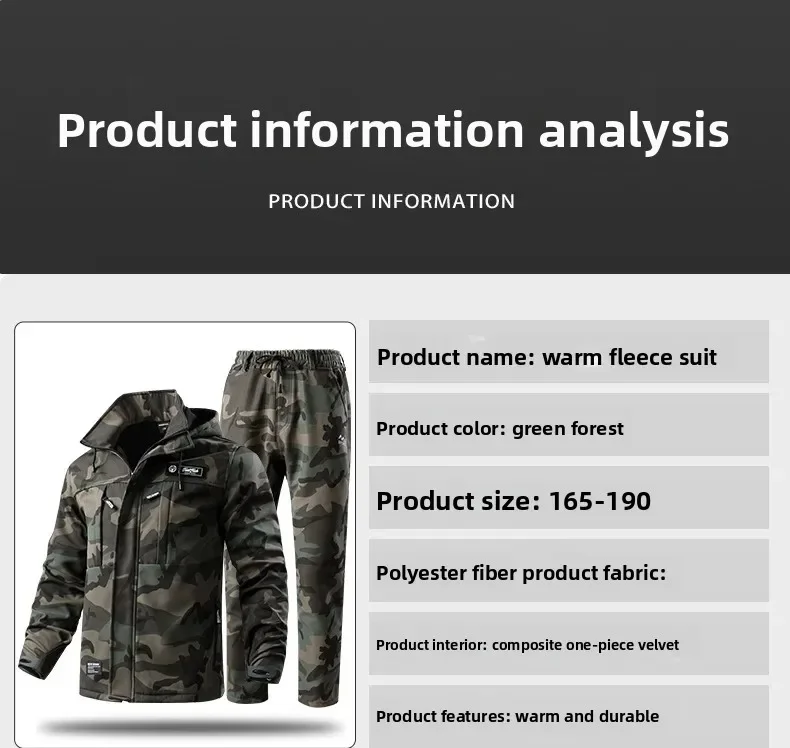 Wasserdichtes Herren-Arbeitskleidungsset mit warmem Faltenfutter für Herbst- und Winter-Outdoor-Radfahren, langlebiges Set für Herren-Winterset – Detail 13