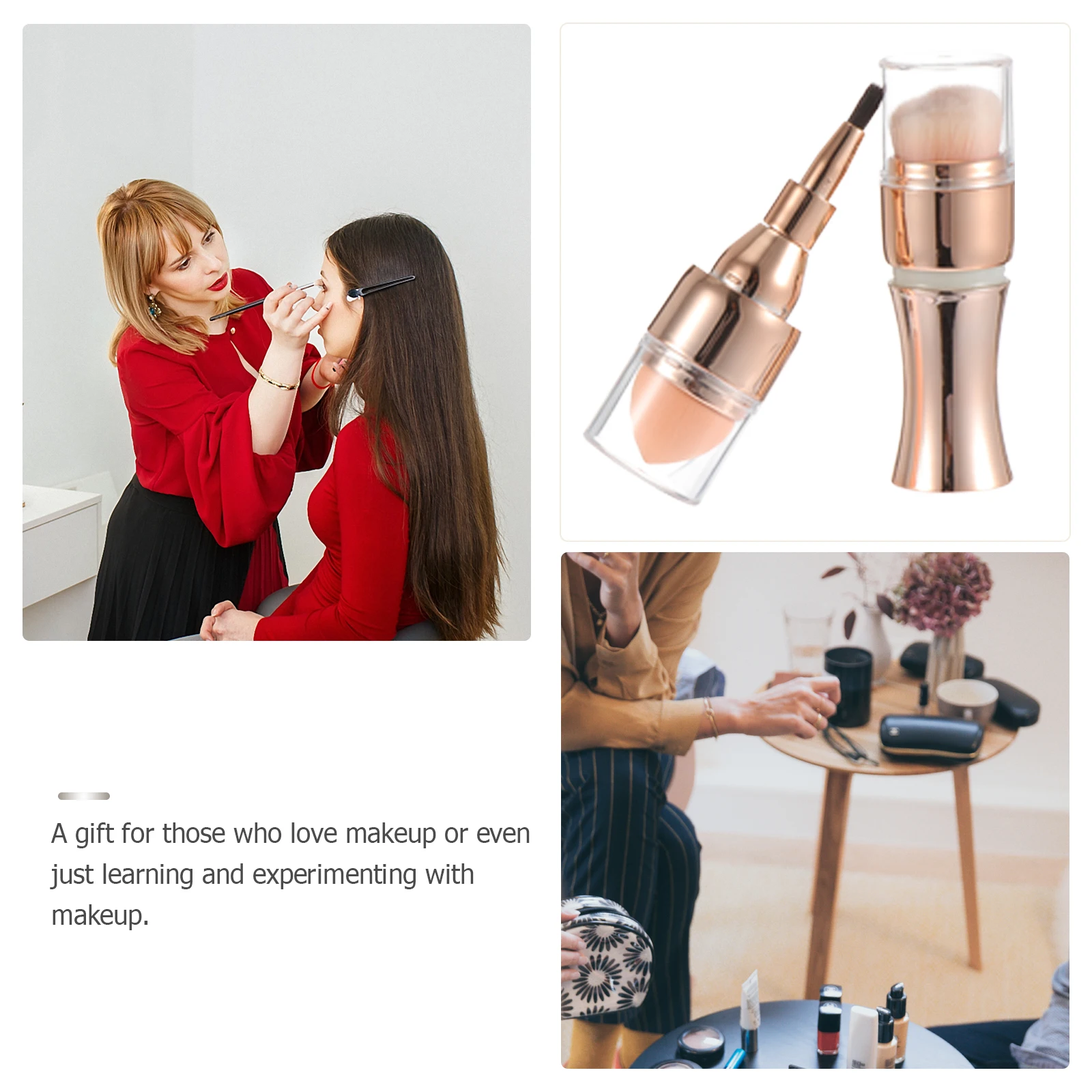 

1pc Premium Makeup Brush Set Portable Cosmetics Tools Blush Foundation Eyeshadow Lip Double Ended Beauty Sponge for Women