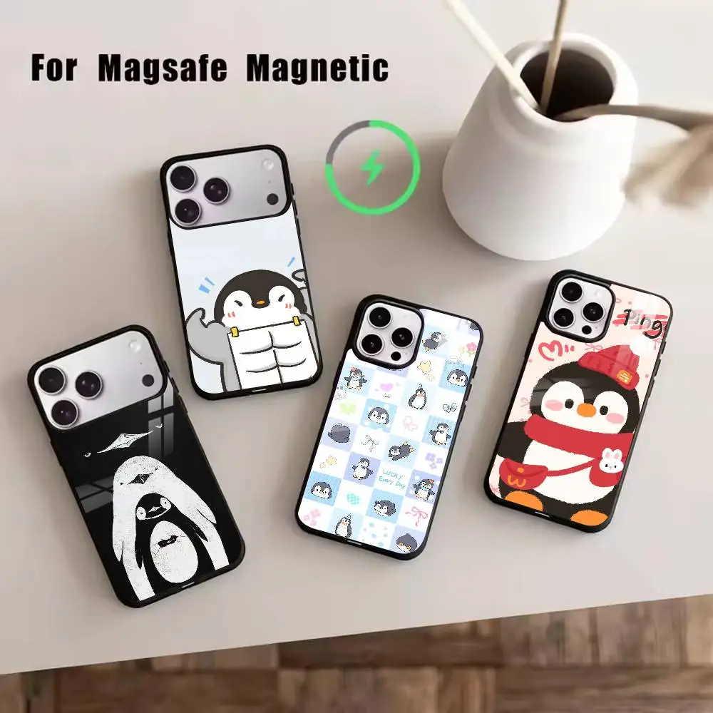 

Penguin Kawaii Cute Cartoon Phone Case For iPhone17,16,15,14,13,12,11 Plus,Pro Magnetic with Magsafe Wireless Charging