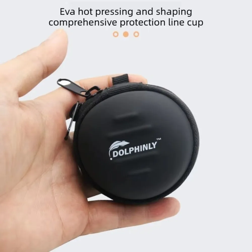 Round Shape Fishing Spool Case Protective Design Hard Shell EVA Spool Case EVA Material Shockproof Portable Spool Bag