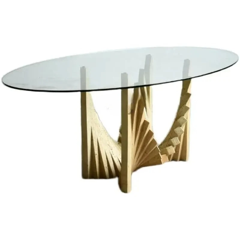 

Итальянский легкий роскошный овальный обеденный стол из закаленного стекла, индивидуальный и креативный стол для переговоров в конференц-зале отеля