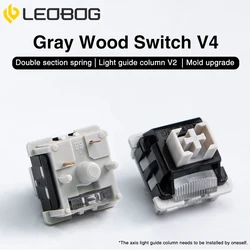 LEOBOG Interruttori V4 in legno grigio 100 pezzi 5 pin 30gf Interruttore lineare POM Pre lubrificato Slot LED compatibile per tastiera meccanica MX