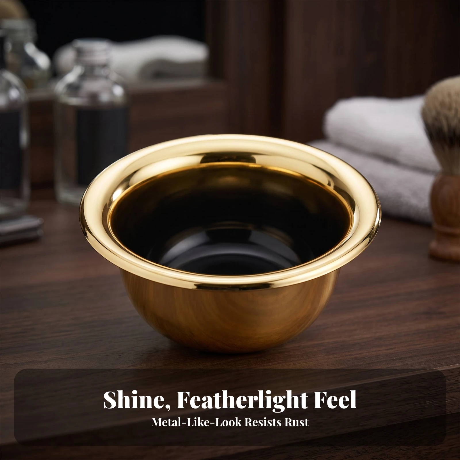 Lathering Bowl Glossy Shaving Soap Bowl Shaving Cup Lightweight Compact for Men, Home Bathrooms, Barber Shops