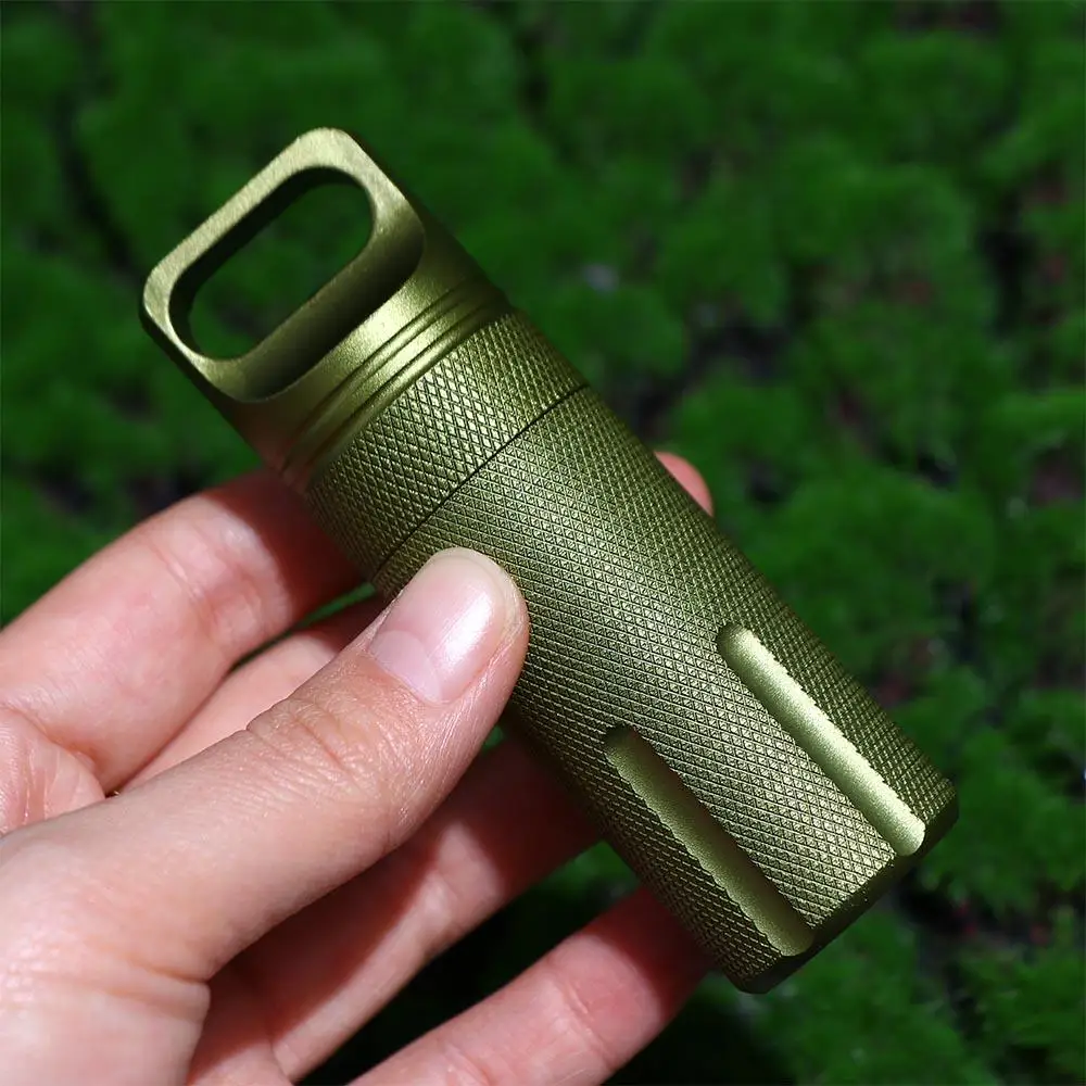 Travel Storage Survival Keychain Medicine Case Hike Box Capsule Seal Tank First-Aid Canister Pill Box Container
