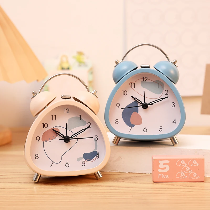 3.5 inch Small Size Cute Simple Fashion Metal Clock Mute Night Light Children Morning Wake Up Bedroom Desktop Deco Alarm O'clock