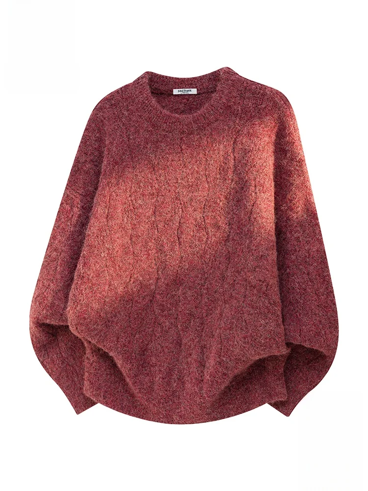 

PaulFrank Large-Mouth Monkey Red Knitted Sweater round Ne Loose Men's Autumn Winter Warm Retro Knitwear Casual Sle Polyes...