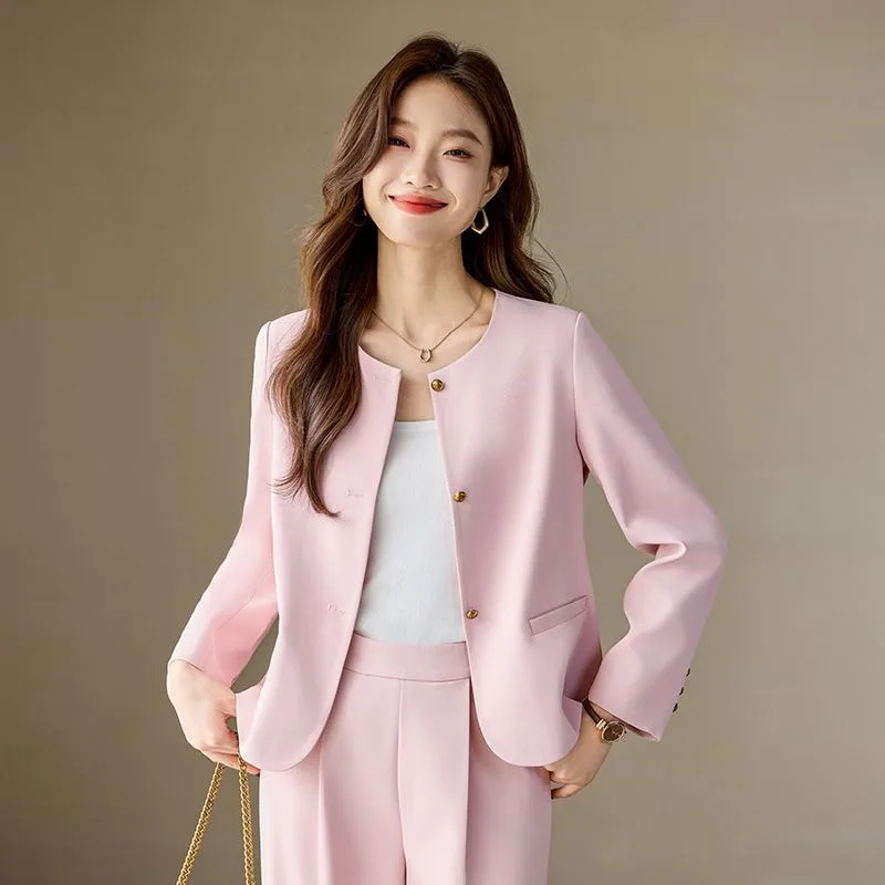 

Lnsozkdg Fashion Korean Women Suits Office Elegant Sets 2024 New Streetwear Turn Down Collar Blazers Casual Vintage Pants Suits