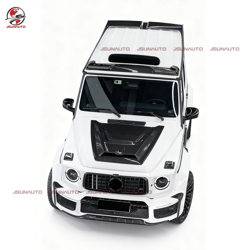 Dry Carbon Fiber Car Part For Mercedes G Wagon B800 Style Hood Scoop Roof Rear Spoiler For 19-25y G63 G550 Front LED Lights