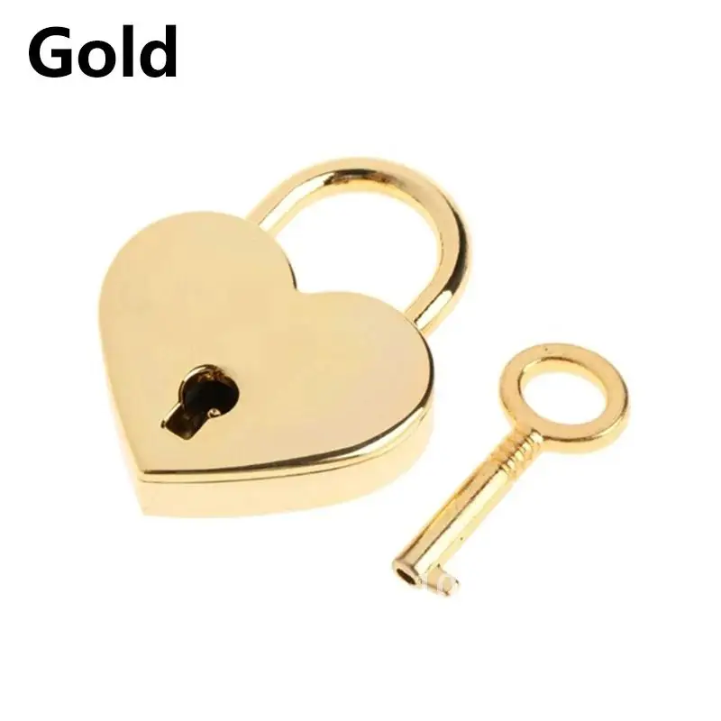 Mini Heart Shape Padlock Vintage Antique Style Pink Padlocks With Key Lock For Travel Wedding Jewelry Box Diary Book Suitcase