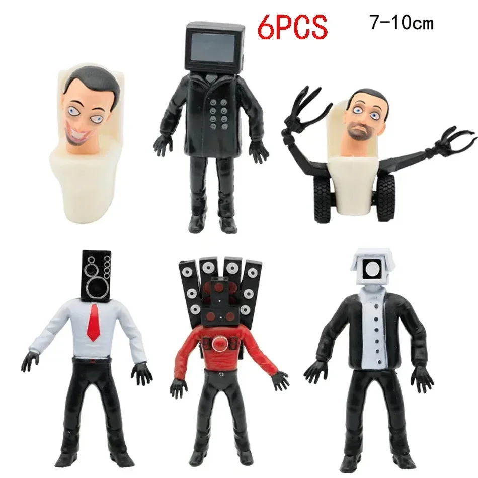 6p 8p 9p 12p Skibidi Toilet Man Figuras Anime Boneca Brinquedos TvMan Titan Cameraman Speakerman Tijolos Modelo Brinquedo Para Criança Presente de Natal