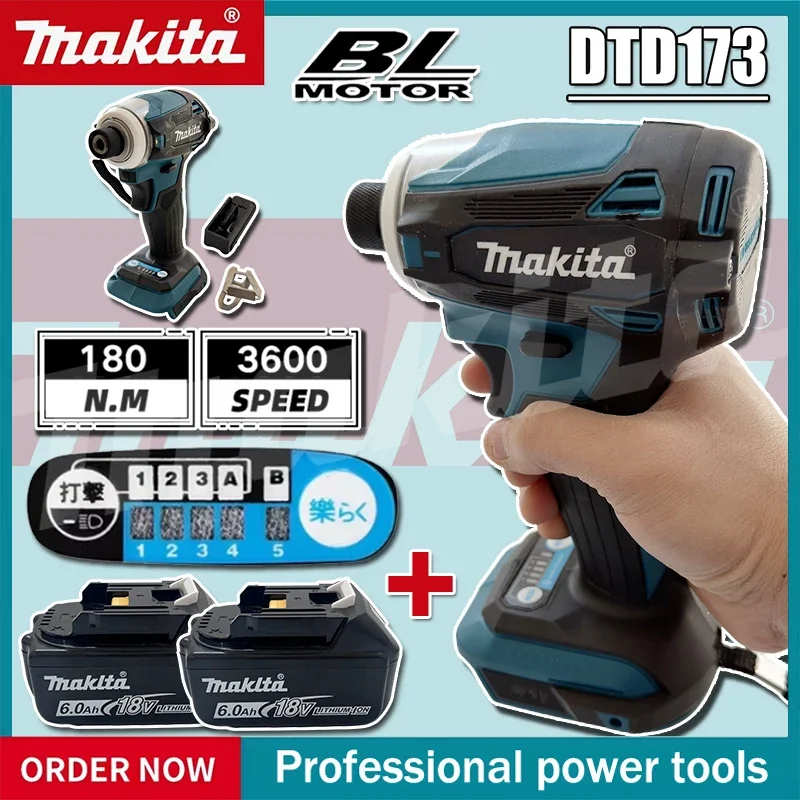 Makita DTD173 Brushless Electric Screwdriver Auto Repair Impact Screwdriver Batch 220N.m Electric Driver Tools For Makita 18V