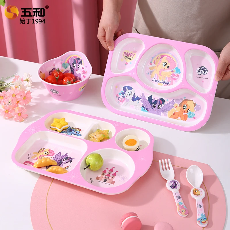 بلدي ليتل المهر أدوات المائدة الكرتون الغذاء الصف أطباق عشاء مكافحة السقوط أنيمي تحت عنوان وعاء الأرز كوب الطفل أدوات المائدة الغذاء التكميلي