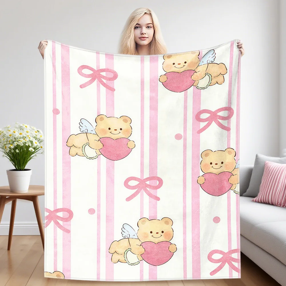 Angel Bear Nap Blanket,Flannel Blanket,Suitable For Sofas,Beds,Cars,Rooms,Offices,Camping,Exquisite Gift Blankets