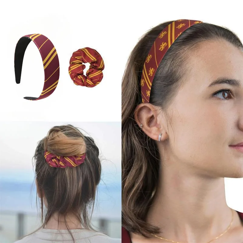 Gryffindor Magic Academy Fashion Hair Hoop Harried Hair Rope Women Potters Satin Fabric Rubber Band Elastic Hairband Accessories