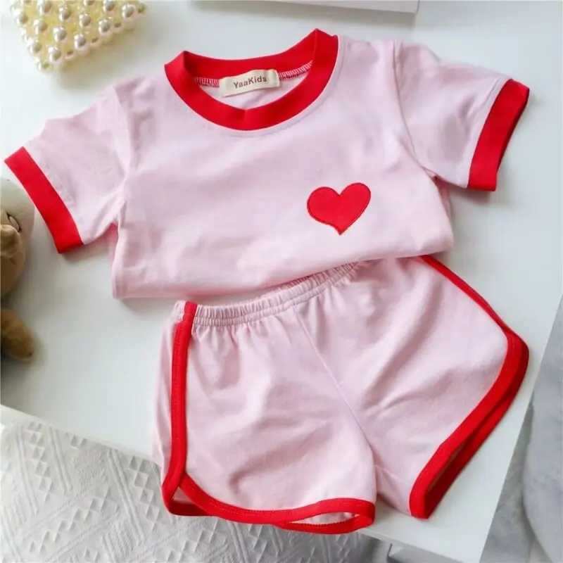 

Girls Clothing Suit Children Short-Sleeved Shirt Shorts 2Pcs Sets Baby Fashion Summer Star Outfits 2 4 6 7 14T