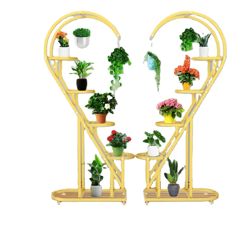 Iron Multi-layer Wheel Hanging Heart-shaped Flower Frame Living Room Balcony Interior Green Hanging Basket Simple