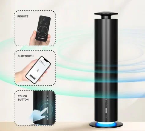 Smart Portable Aluminum Fragrance Diffuser Tower Waterless Electric Powered Type-C for Whole Home Office Easy Tabletop
