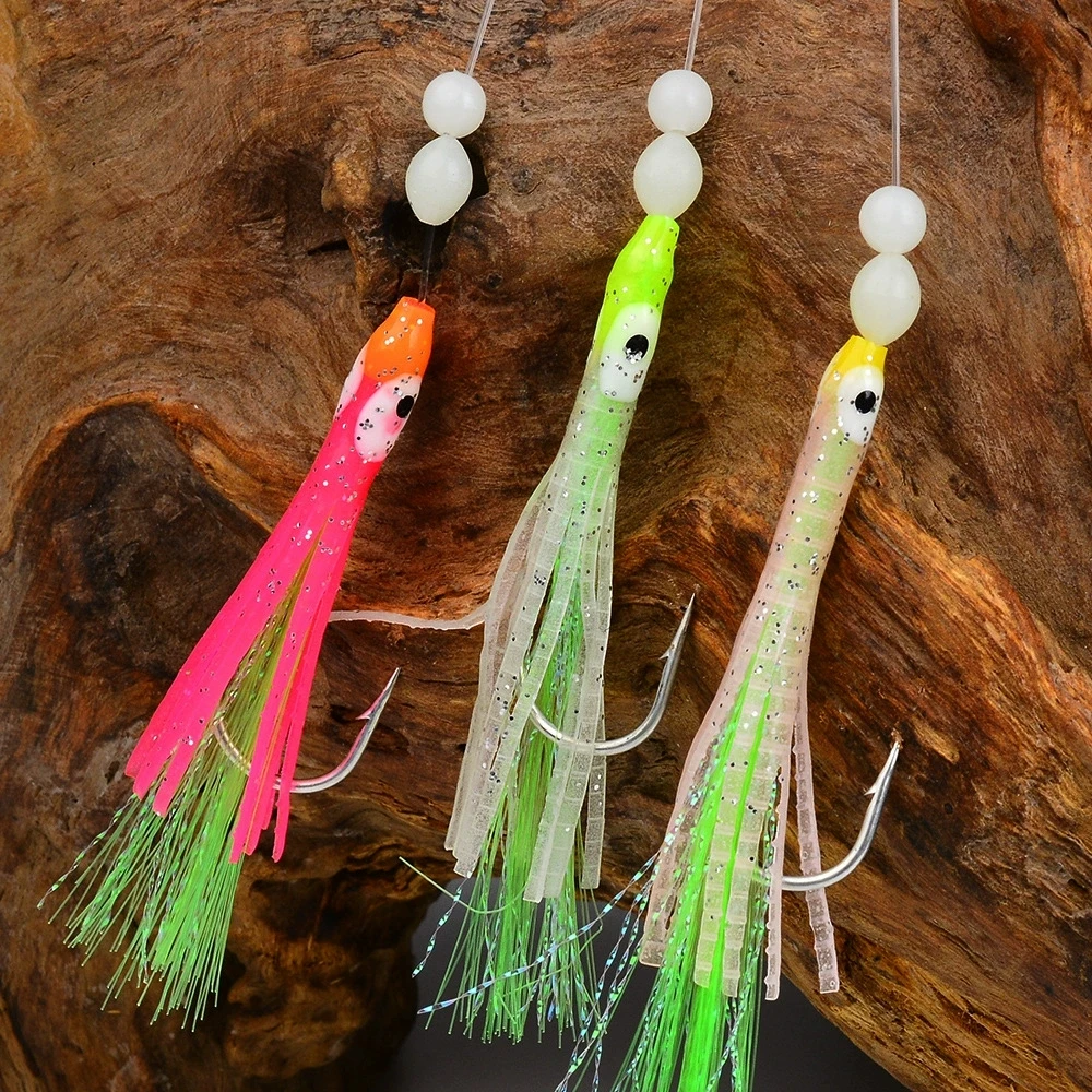 6 pz/set Cluster Luminoso Richiamo Morbido Anguilla Sabiki Rigs Ganci Della Stringa Richiamo Pesci Saury Calamari Sgombro Scad Attrezzatura Da Pesca In Acqua Salata