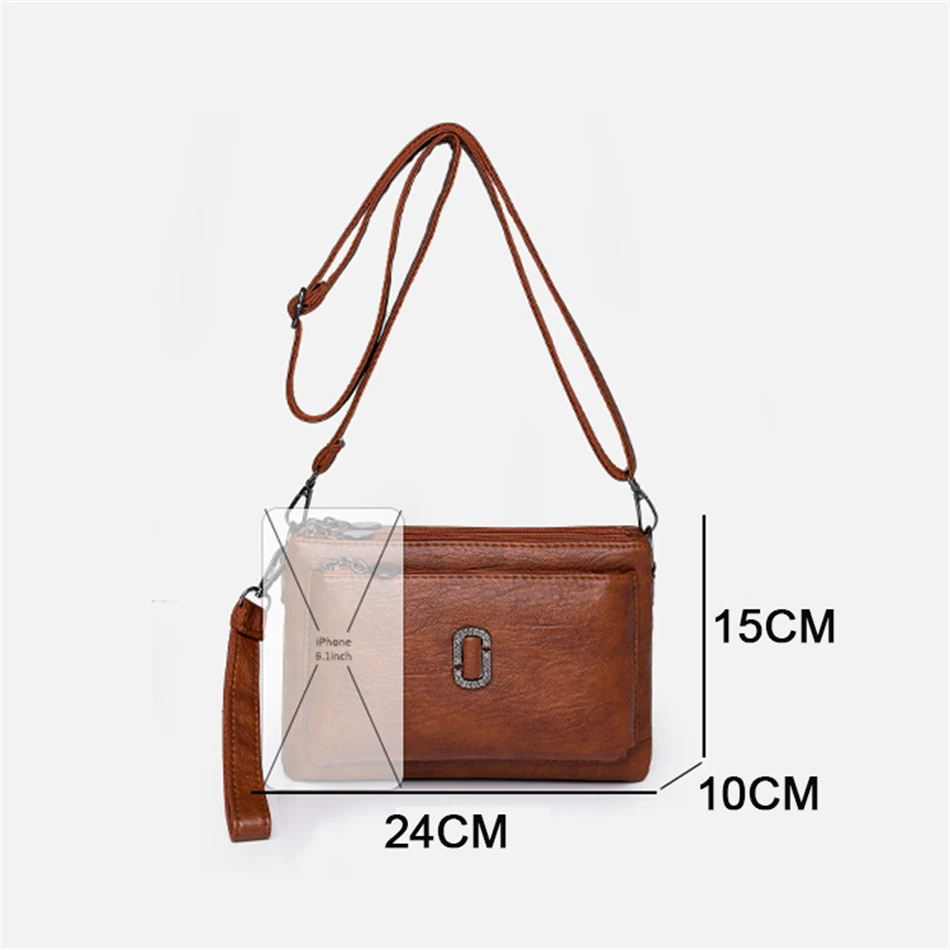 New Fashion Causal Women Shoulder Bags Multi-Layer Female Crossbody Bags Purses High-quality Soft Leather Clutch Bags Wallet Sac