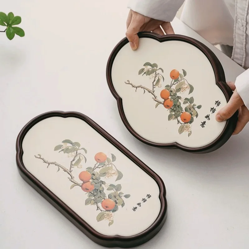 

Absorbent Dry Bubble Tray Quick-drying Walnut Chinese Simple Solid Wood Tea Set Household Portable Travel Rectangular Tray Tea