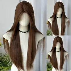 Brown Wig Long Shtriaght Hair Wig 24inch Light Brown Synthetic Wigs for Women Daily Use Heat Resistant Fibers Headband Wig 가발