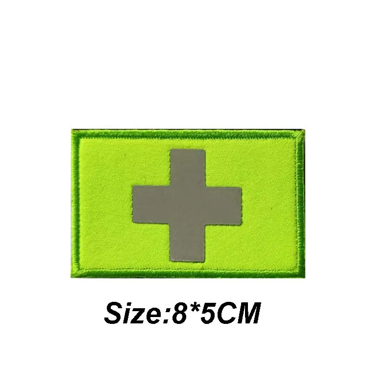 2 Stück Medizinische Notfall-Aufnäher mit Rotkreuz-Emblem, IR-reflektierende Patches, Schweizer Flaggen-Applikation für Kleidung, Militär-Armband, Taktische Abzeichen – Detail 7