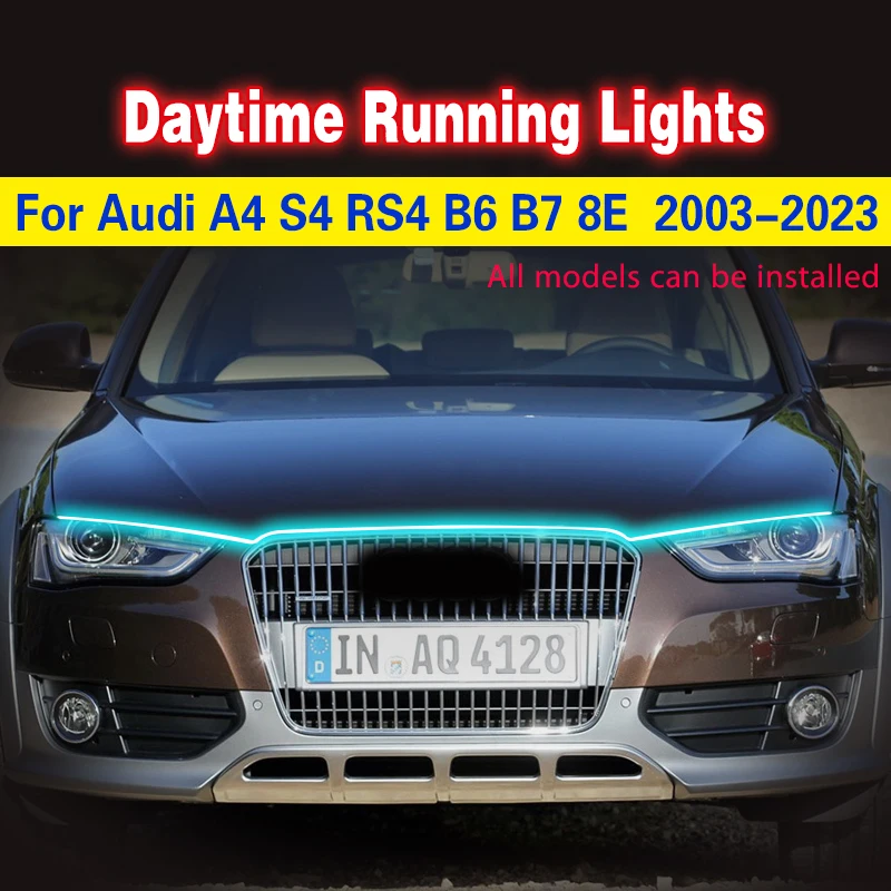 

1pcs For Audi A4 S4 RS4 B6 B7 8E 2003-2023 LED Daytime Running Light DRL 12V Waterproof Auto Decorative Atmosphere Lamps Strip