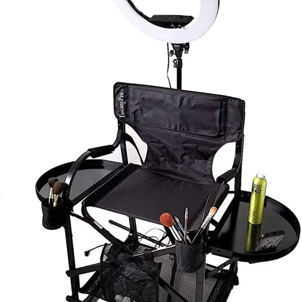 

Стул для укладки волос с регулируемой высотой и 14-светодиодной подсветкой, идеально подходит для салонов, сумка для переноски