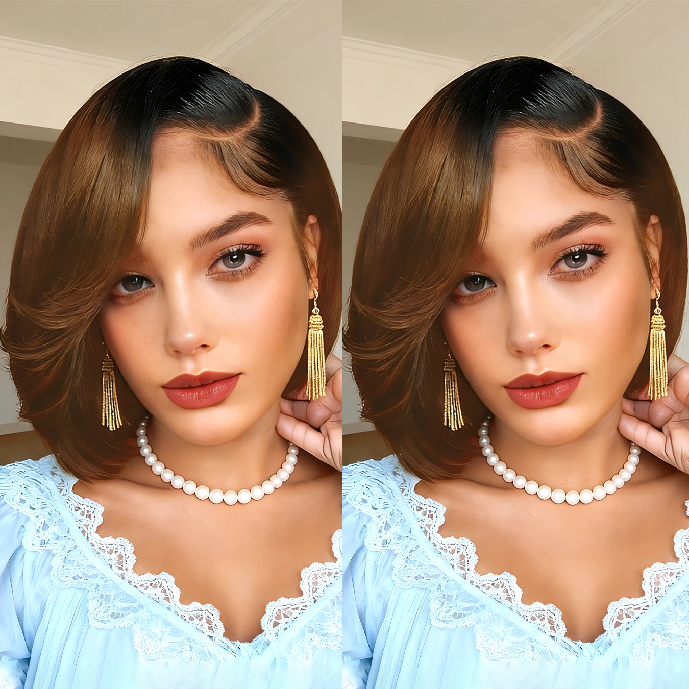 13x4 Transparent Lace Front Short Pixie Bob Human Hair Wig For Women, 1B/99J Burgundy Mix Colored, Lace Frontal Wig, Pre Plucked For Daily Halloween & Party Wear