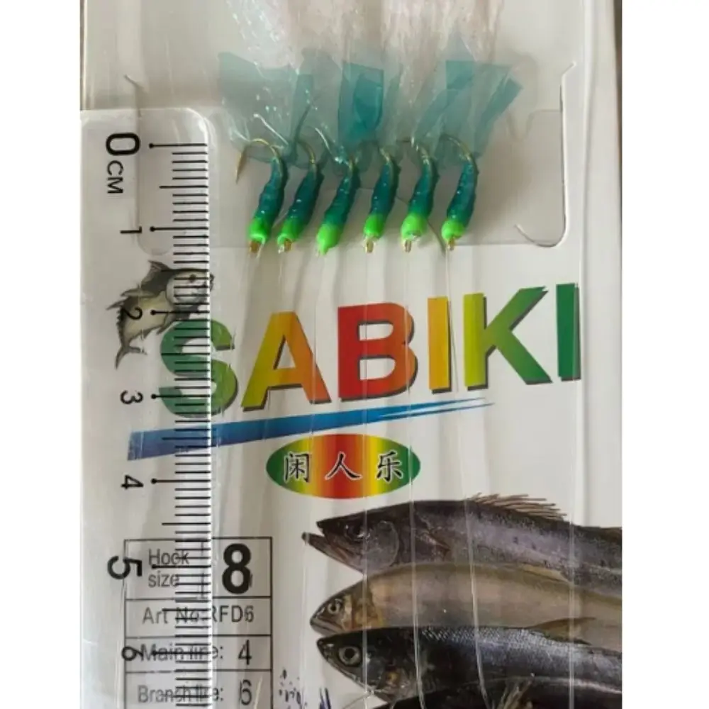 Rubber Green Rubber Lures Fishing Lures Golden Hook Sabiki Sea Fishing Rigs Green Lures Golden Tied Hooks Ocean Beach Fishing