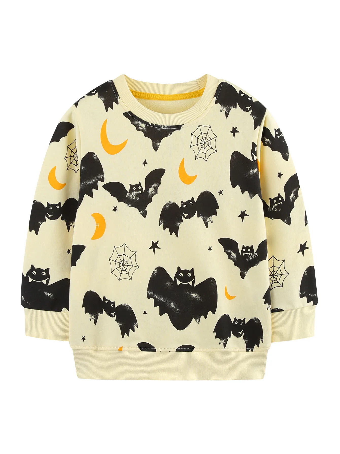 TUONXYE Jungen Baumwoll-Sweatshirt mit Halloween-Kürbis- und Fledermaus-Motiv, Rundhalsausschnitt, lange Ärmel, Pullover, lässige Herbstoberteile für Kinder, Herbstkleidung. – Detail 2