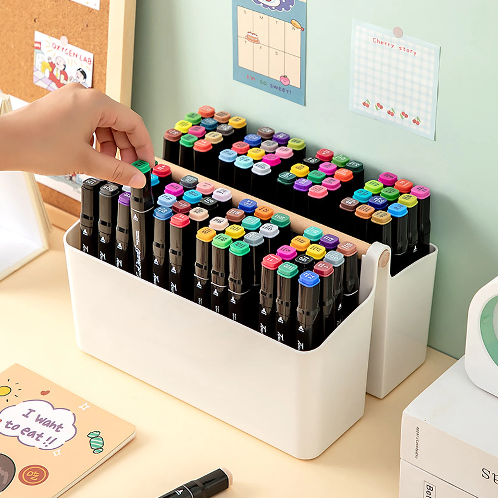 

Stationery Storage Box Desk ganizer Office Supplies Container Plastic Material Remote Control Holder Pen Case Makeup Brush