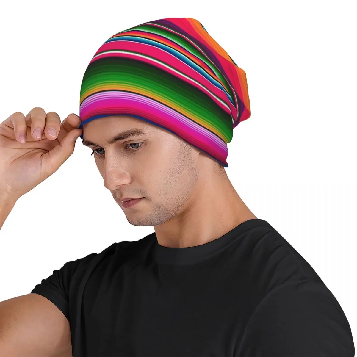 Mexican Blanket Striped Fiesta Serape Men Women Adult Beanies Caps Knitting Bonnet Hat Warm Hip Hop Autumn Winter Skullies Hats