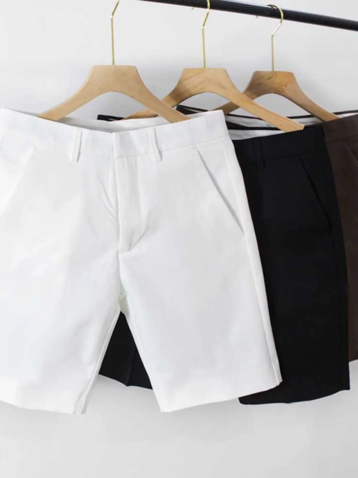 

Мужские повседневные белые прямые брюки-чинос из тонкой ткани для лета, молодежные, однотонные, длиной до колена