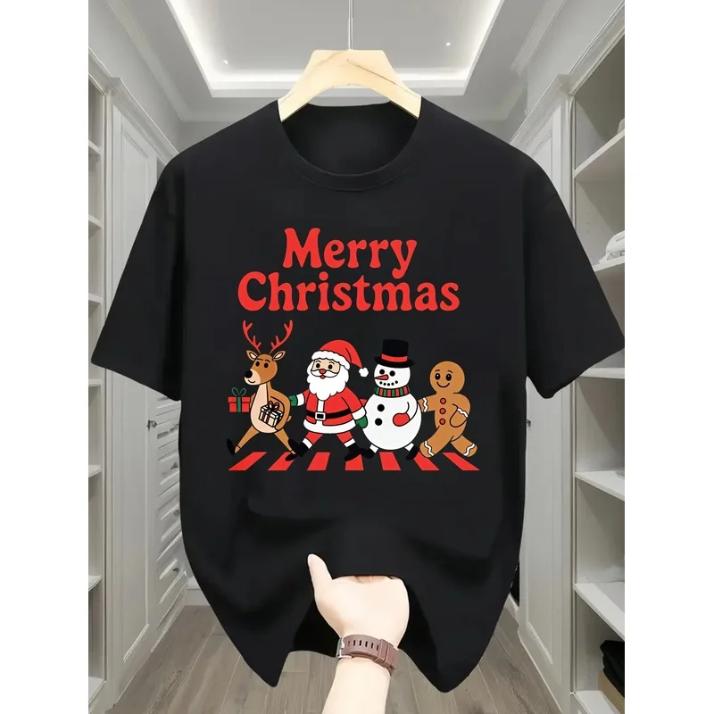Men's T-shirt, Fun 'Merry Christmas Printed T-shirt, Men's Short Sleeve T-shirt, Regular Casual Daily Men's Top, Men's T-shirt,