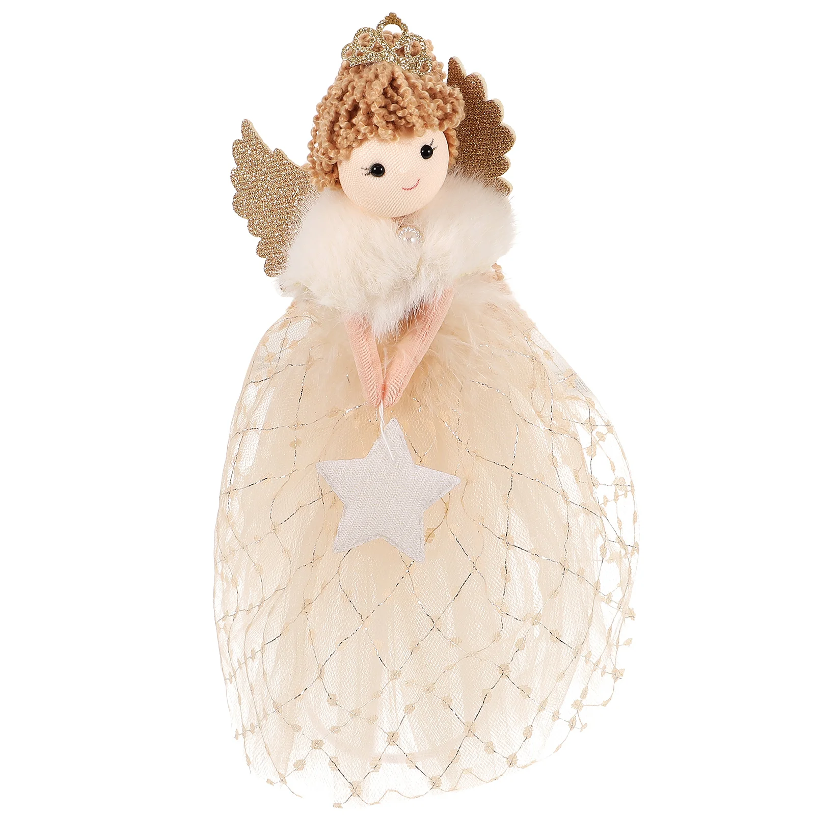 Hada árbol de Navidad decoración de ángel estrella superior (oro) Topper copa de árbol infantil otoño animales de peluche