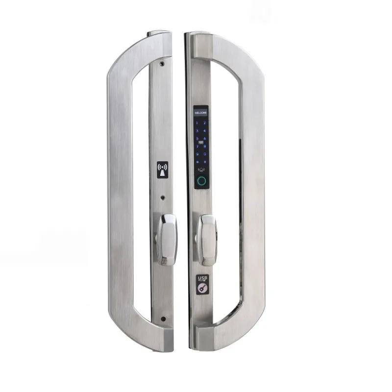 Long solid handle door stainless steel intelligent aluminum alloy door lock fingerprint password lock