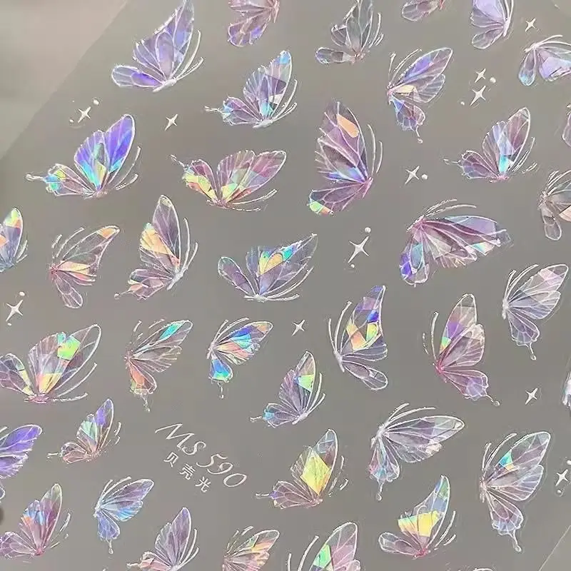 Holographic Shell Luster Butterfly Stickers High End Fairy Pure Desire Style Self Adhesive for Scrapbooking DIY Decoration