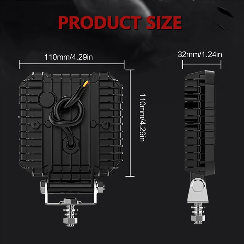 

4 Inch Car Square LED Work Light Strobe Headlight White Yellow Offroad Driving Light Spotlight For Truck Cars Suv Boat