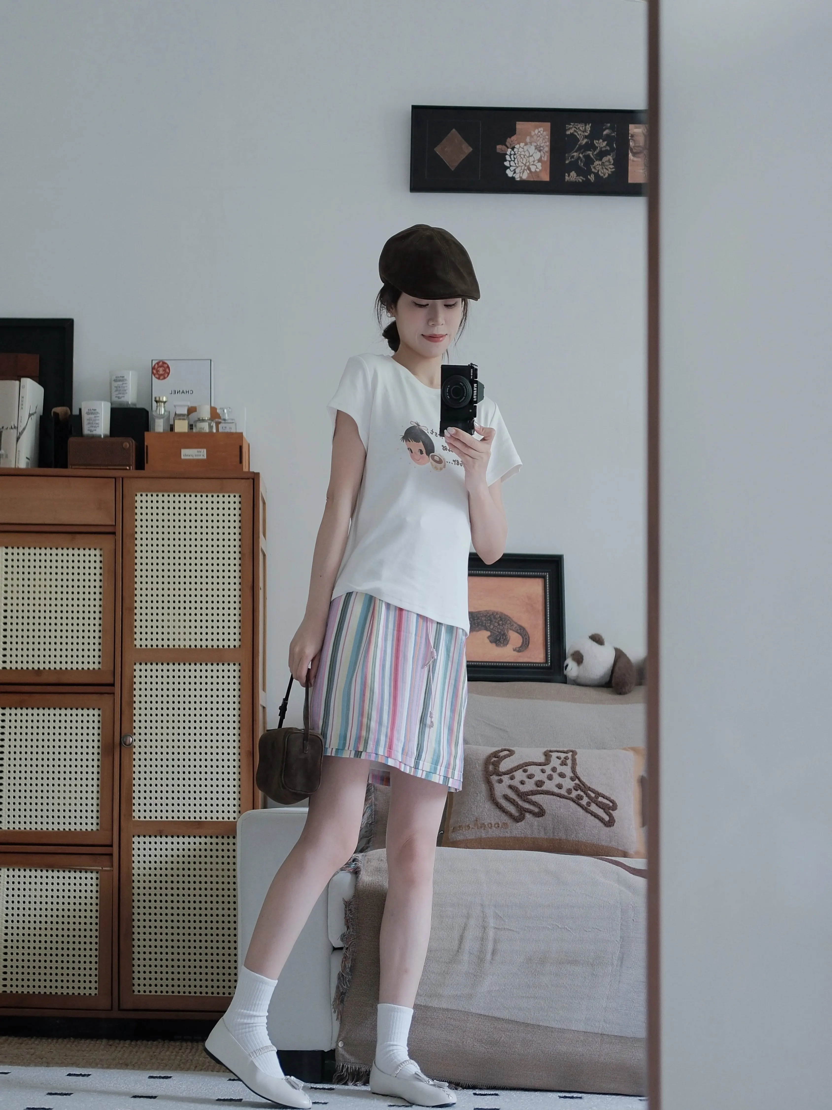  Holiday Stripe Adjustable Drawstring Design Two-Way Wear Straight Cut  Skirt Women's Spring Summer New Inner Tub...