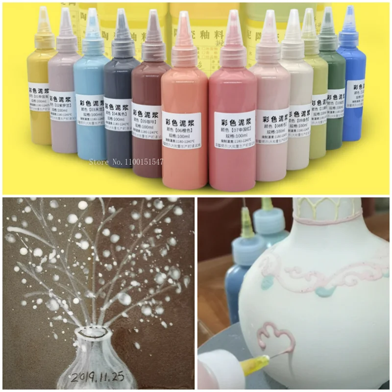 100ml Jingdezhen Color Clay Mud Water Pottery Diy Polymer Clay Students Can Fire Porcelain Mud White Grouting Mud Water Paint