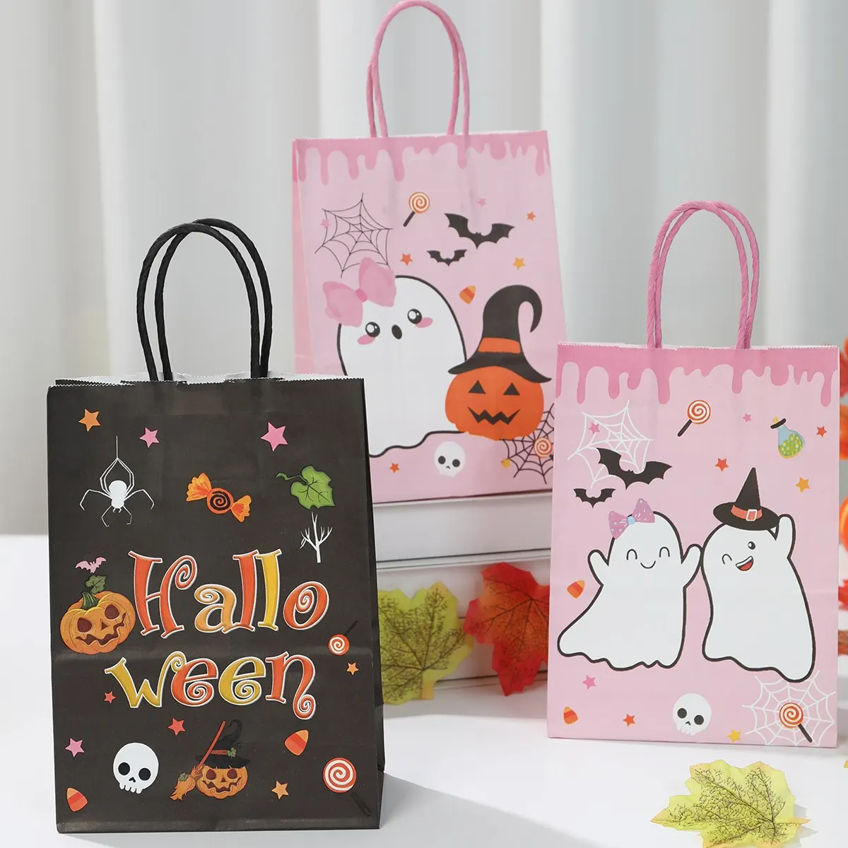 Pumpkin Ghost Turkey Paper Gift Bags for Kid Halloween Thanksgiving Party Favor Gift Candy Cookies Bag Wedding Birthday Supplies image 4