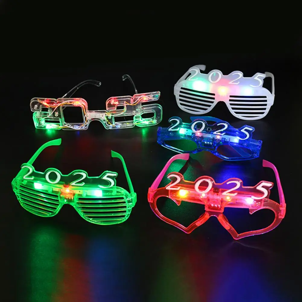 2025 LED Luminous Glasses Christmas Flashing Glasses Photography Props 3 Modes Flashing Holiday Glasses for Parties 1pc