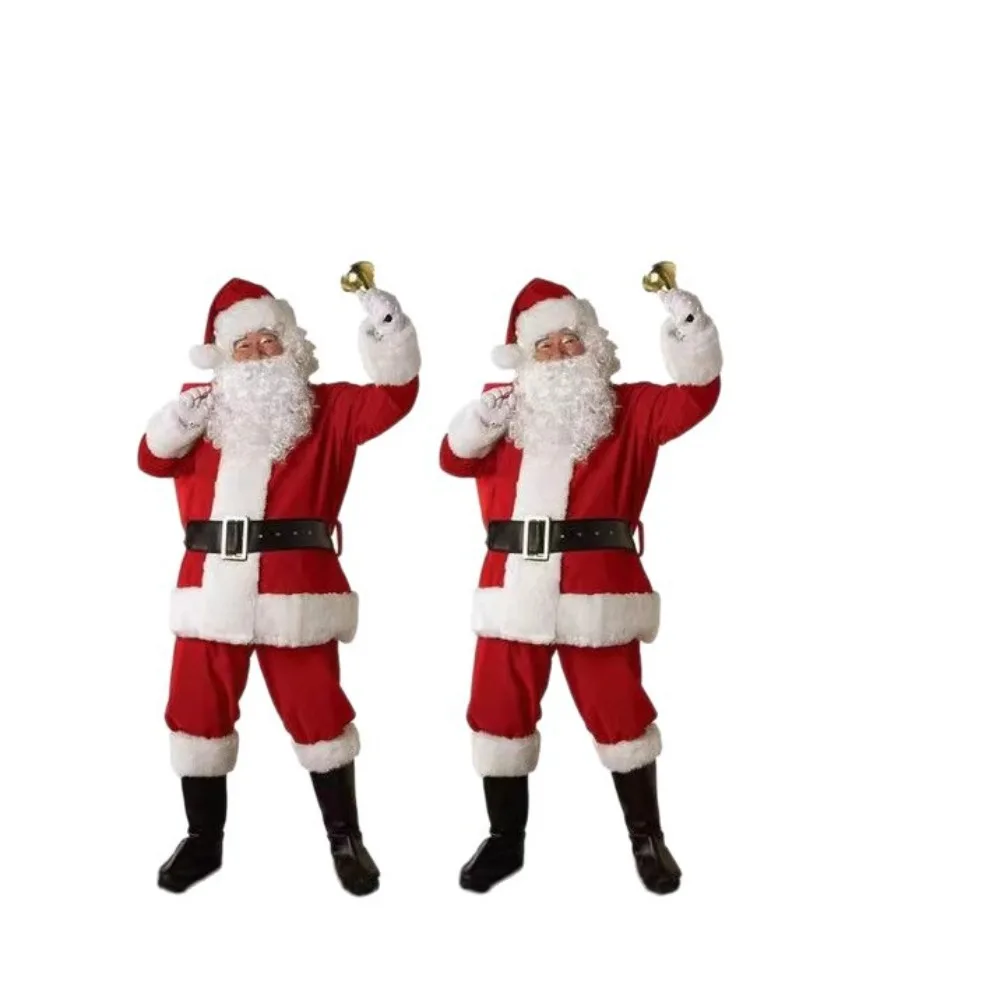 

Classic Thickened Velvet Santa Costume Warm Festive Outfit for Christmas Holiday