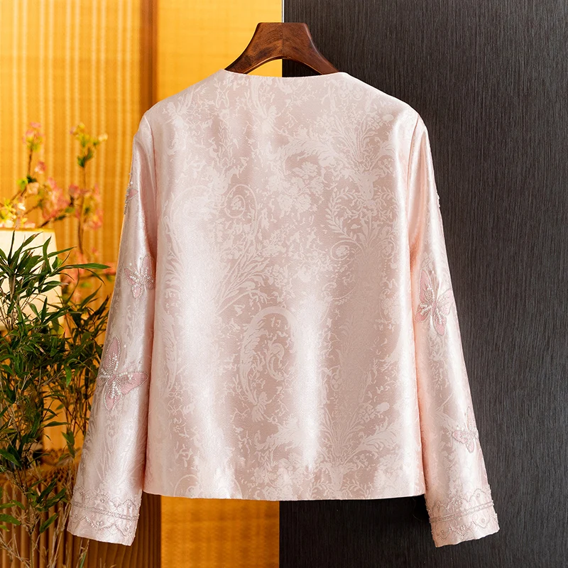 New Chinese-Style Tencel Butterfly Embroidery Fashion Youthful Jacket for Women 2026 Autumn New Retro Elegant Cardigan Top