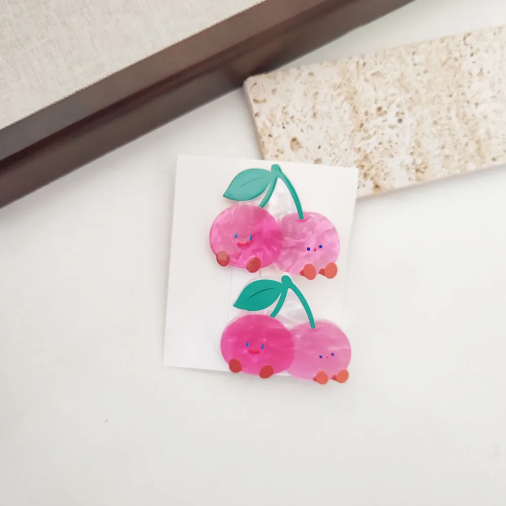 2pc Lovely Cartoon Cherry Fruit Cute Hair Side Clips Hairpin for Women Girls Korean Hair Accessories Ornament