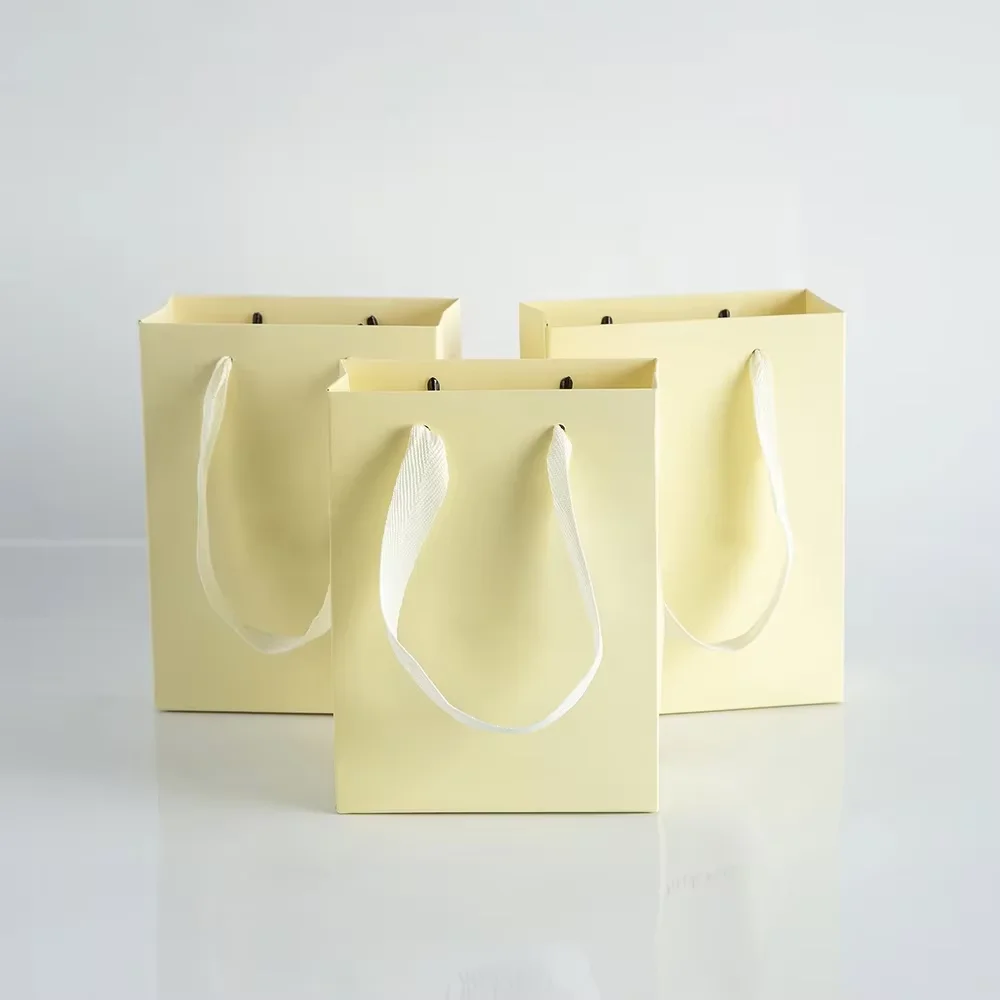 Paquete de 10 Bolsas de Papel Portátiles con Asas, 12x6x16cm, Bolsas Resistentes para Compras y Regalos, para Joyería, Cosméticos, Bodas y Fiestas de Cumpleaños
