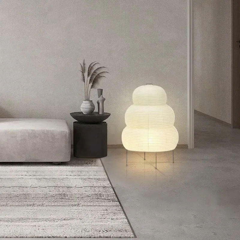 Imagem -05 - Wabi-sabi Lâmpada de Assoalho de Três Pernas Papel Simples de Arroz Branco Candeeiros de Mesa Led Quarto de Cabeceira Estilo Japonês