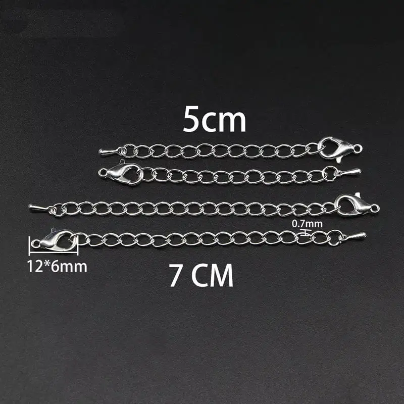10 teile/los Edelstahl Erweiterte Verlängerung Schwanz Kette Karabiner Stecker Für Armband Halskette Schmuck Machen – Detail 3